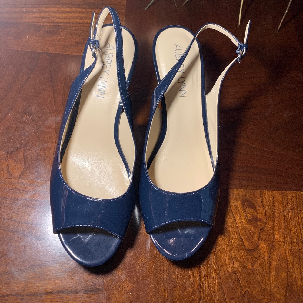 Aubrey Lynn Navy Patent Heels